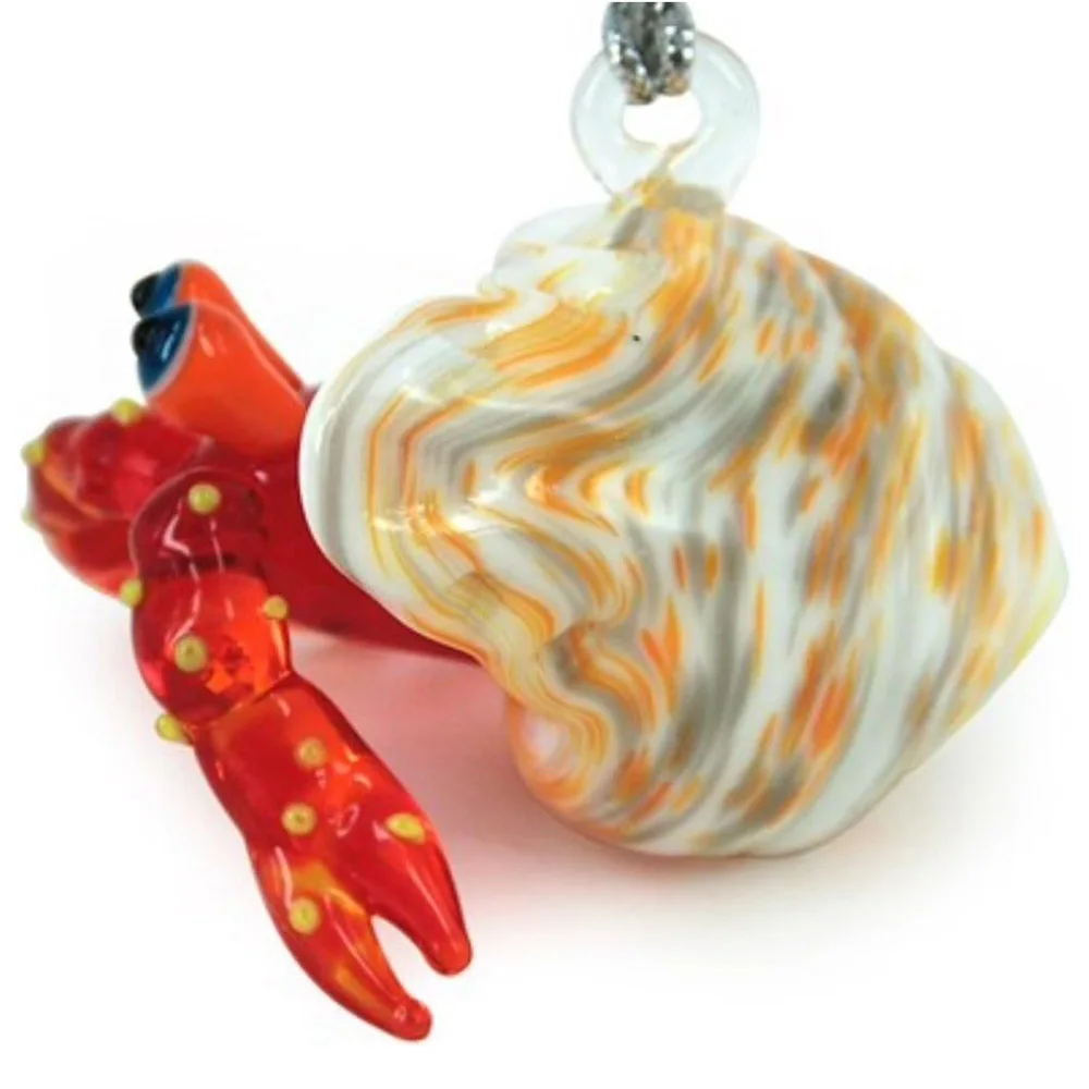 Custom flash glass hanging decorations designs handmade Glass blue Hermit Crab Christmas tree ornament Eco-friendly