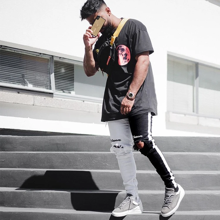 
Custom Men Jeans Slim Denim Distressed Skinny Jeans 