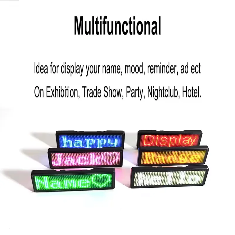 Programmable Rechargeable LED Sign Text Customization LED Flashing Name badge