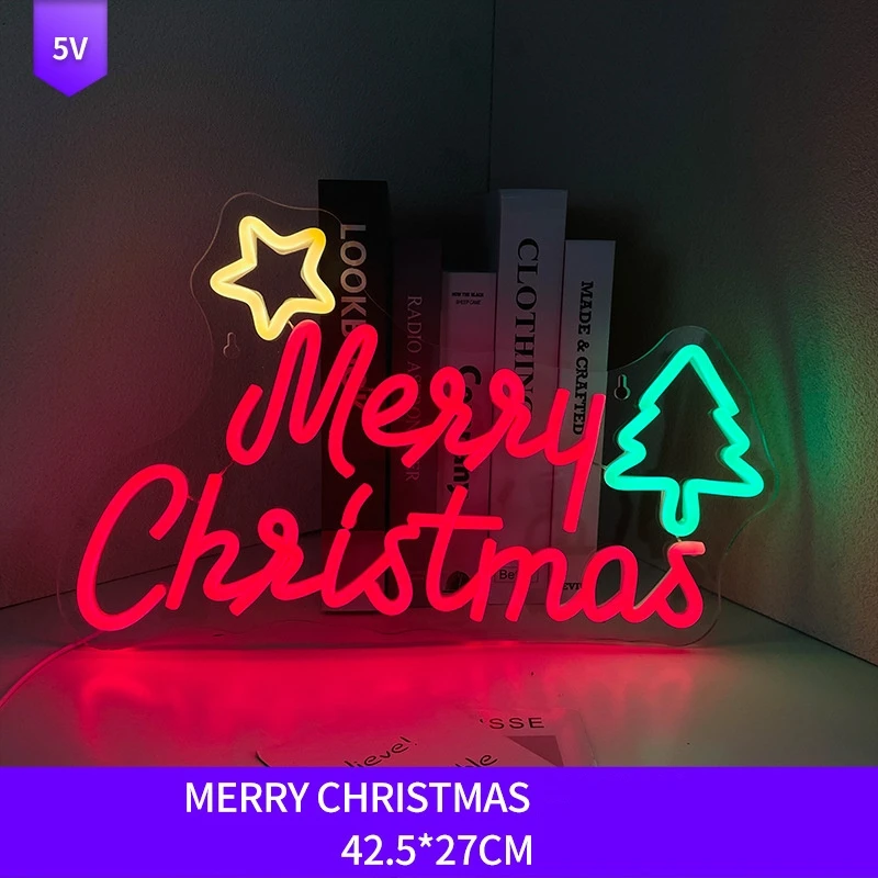 Christmas decoration supplies gifts Christmas tree socks Merry Christmas neon sign for X mas ornament