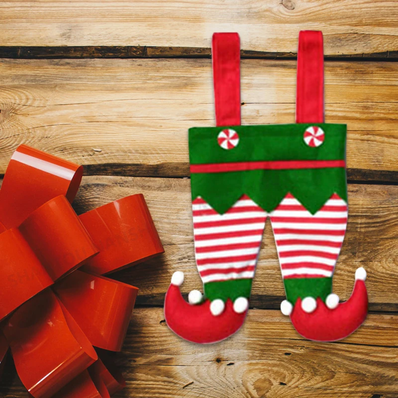 Real Stock Whole new design Christmas decoration Red and green stripes Christmas Candy Bag For Christmas gaft