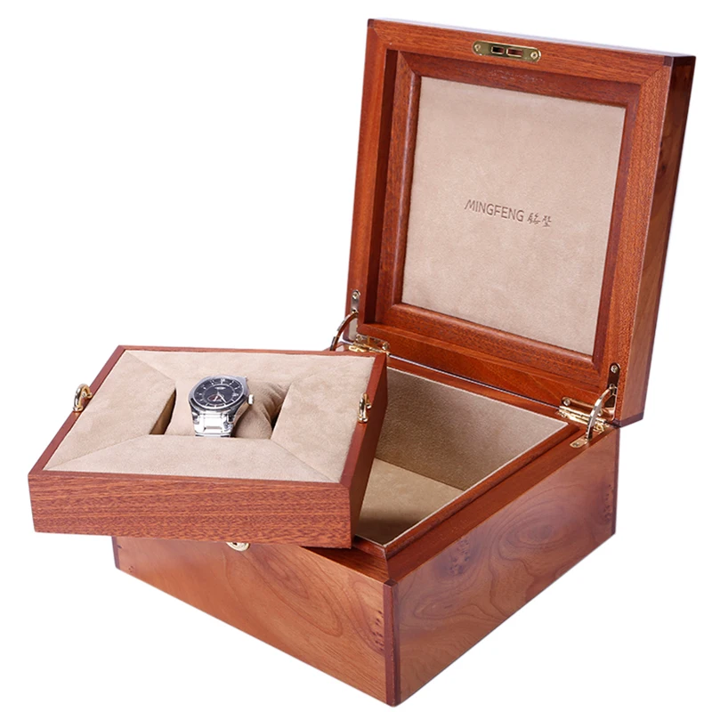 Premium luxury unique watch storage packaging wooden watch box with lock