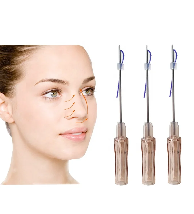 Korea Popular PCL Premium PDO needle and thread Nose Double Screw Lift Face Mint Pdo 3d-lift Thread barbs