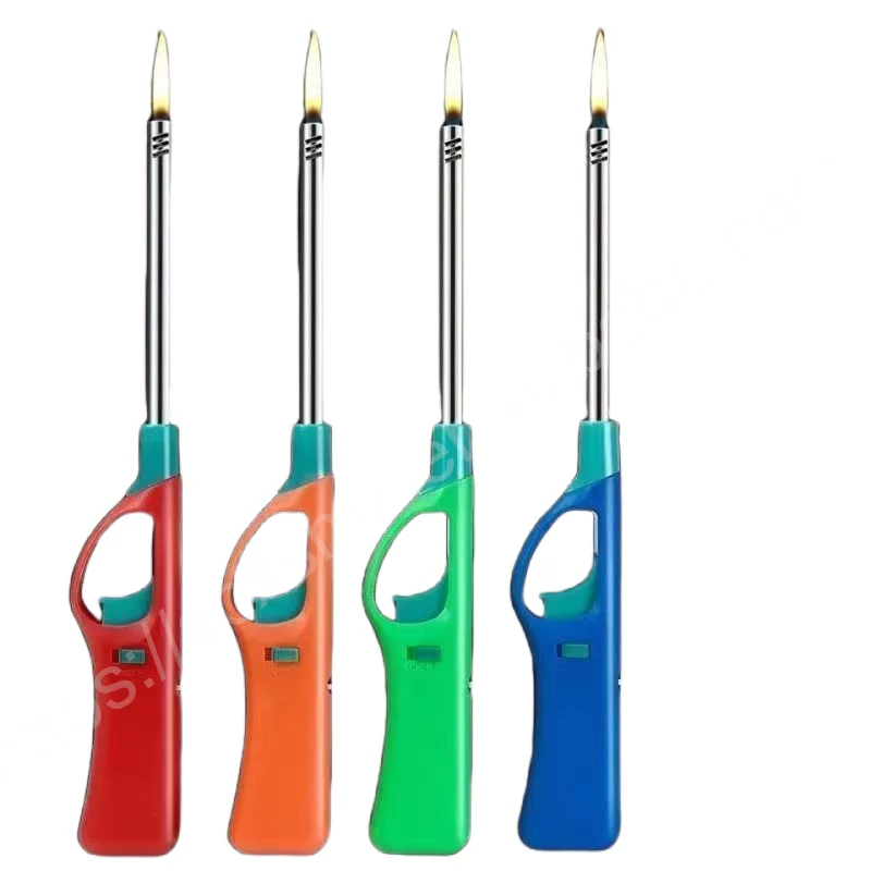 Kitchen Candle Lighter Metal ABS Butane Gas Stove Fireplace Pilot Lighters Refillable Multi-purpose Outdoor BBQ Tool