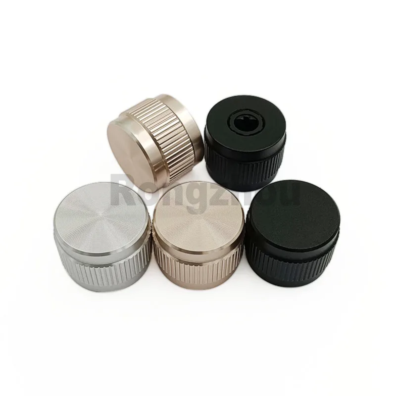 Black white gold audio amplifier aluminum rotary volume control potentiometer knob