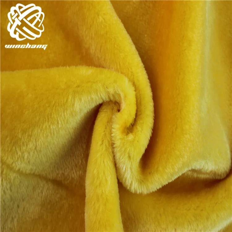 China Manufacturer Wholesale Faux Fur Yellow 10mm 100%  Polyester Boa Plush Faux Fur Lining Fabric