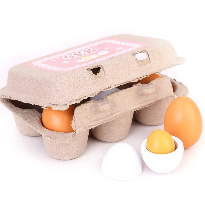 6PCS Egg Toys for  Wooden Toy Food with  Kids Play Food Cooking DIY Kitchen Pretend Play Food Set, Easter Eggs