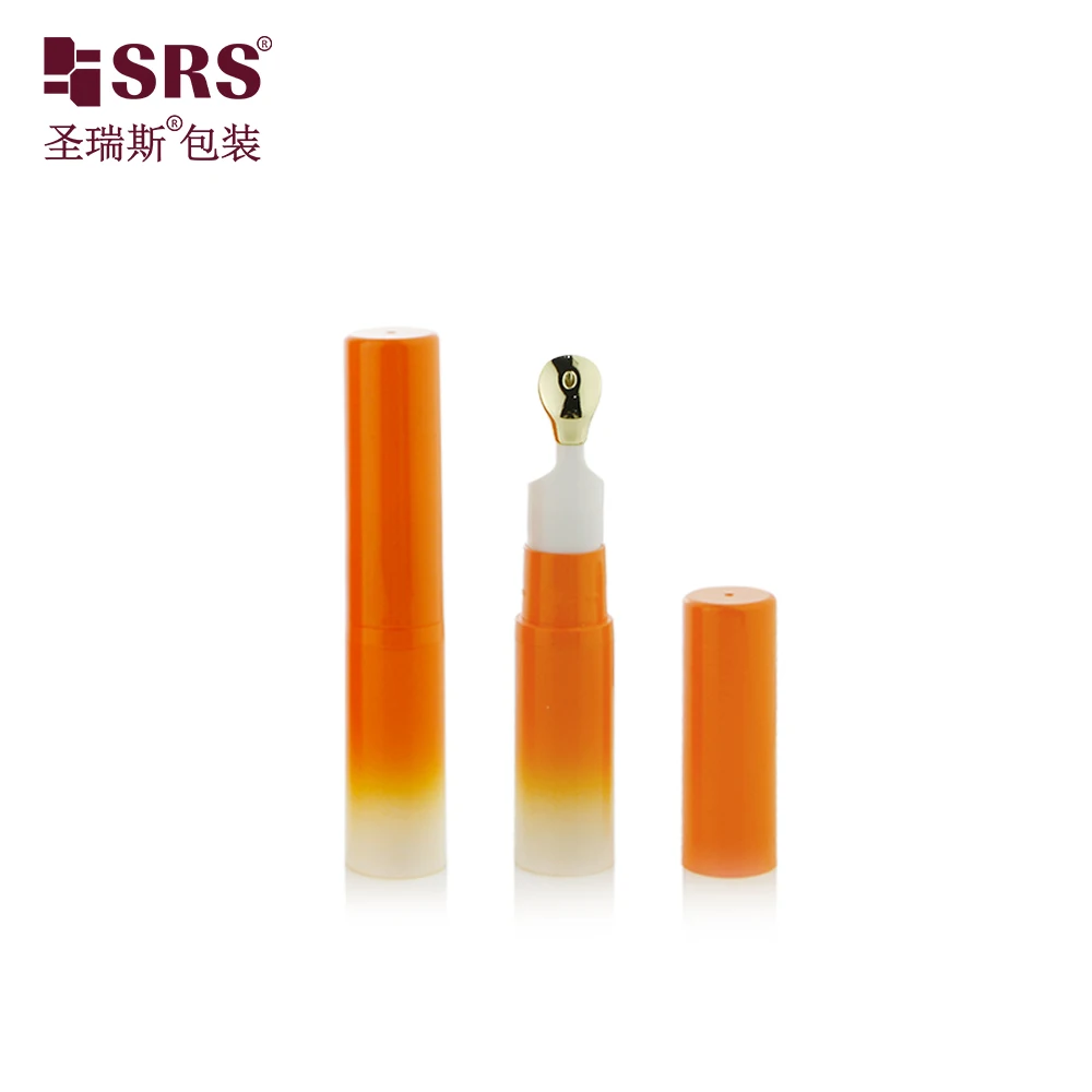 A0031B 10ml New Design Round Empty Spraying Gradient Orange Airless Pump Bottle Slim Size with Gold Metal Tip for Cosmetic
