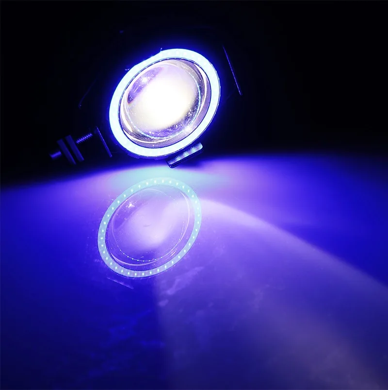 Ангел глаз мотоциклетные фары светодиодные точечные светильники 12V Мини U7 скутер мотоцикл прожектор противотуманная фара дальнего ближнего света