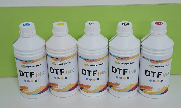 Powder Free 1000ml CMYKW DTF Ink for T shirt printing