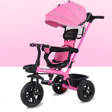 China factory promote Stainless steel frame child tricycle for push without roof/canopy