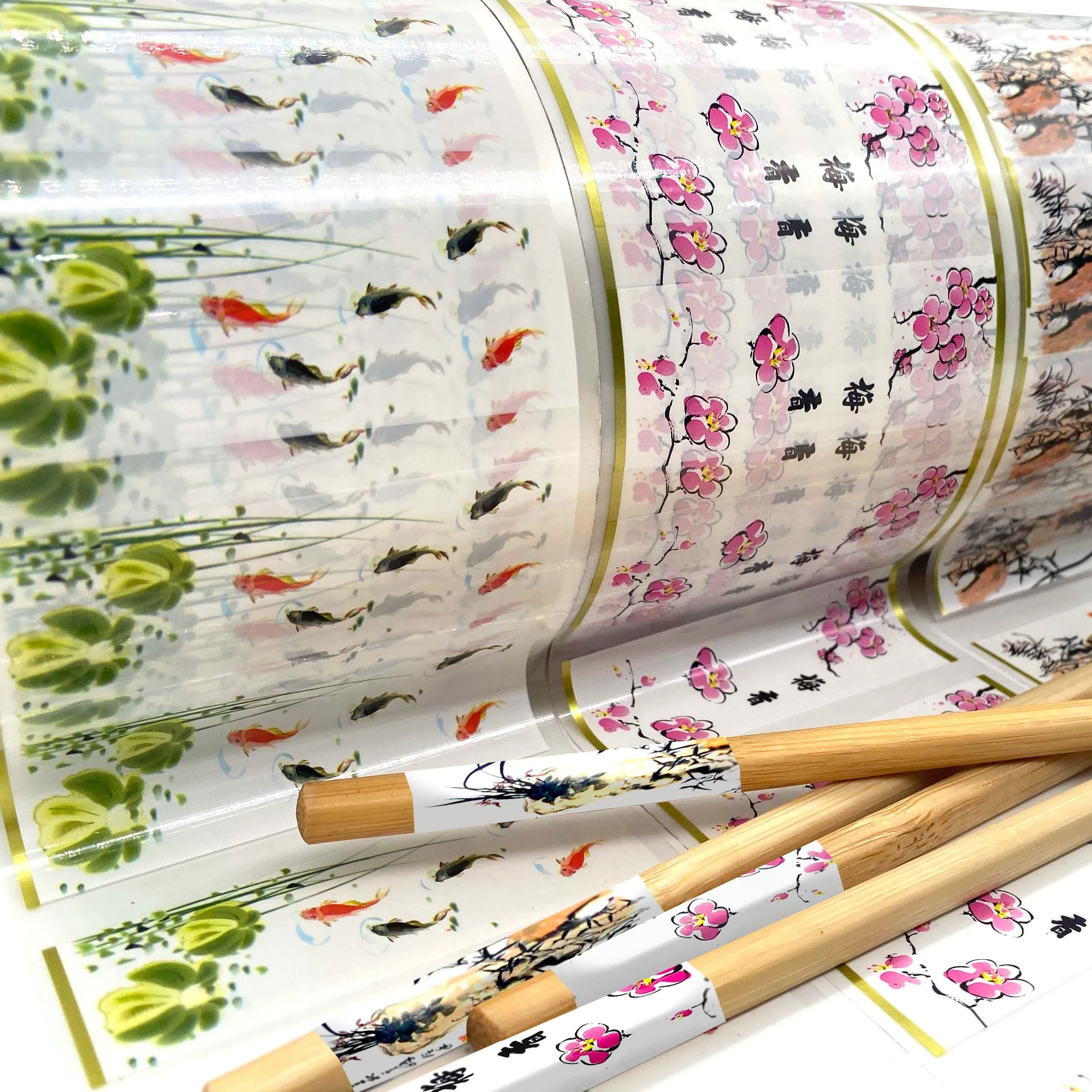 Factory production Direct sales Chinese style ink painting Heat Transfer Film Service for all Kinds of wooden chopsticks