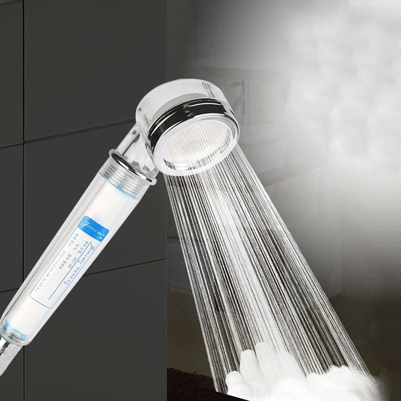 Mineral Stone Shower Head Watering Saving 3 Function Negative Ion Shower Head