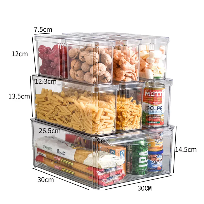 10 Pack Food Fruit Drinks Vegetable Home and Kitchen Storage Stackable Refrigerator Bins Clear Fridge Organizer Containers Box
