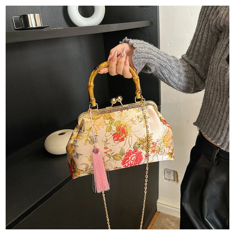 Designer New Chinese Style Qipao Tassel Evening Party Handheld Crossbody Bag for Women