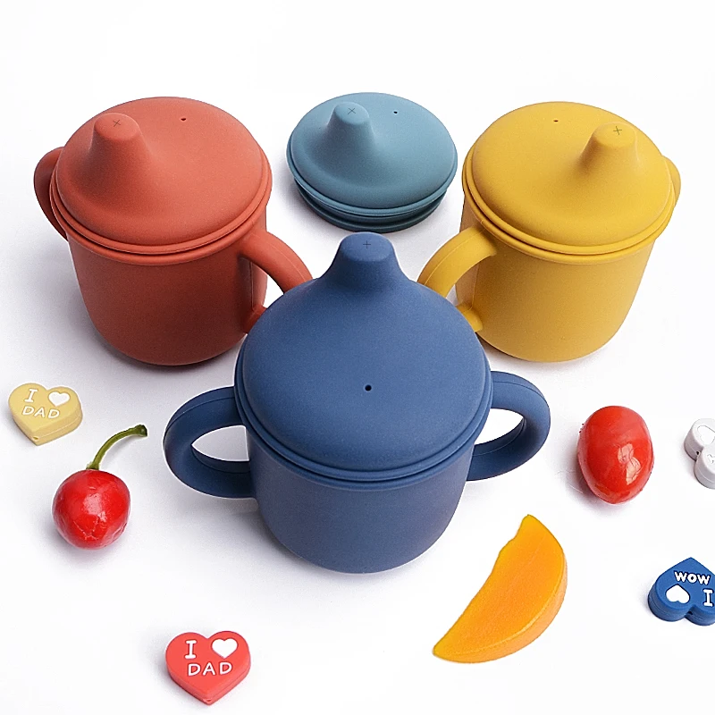 Toddler Cup Socub Silicone Training travel Sprill proof Sippy Cup for kids BPA Free Unbreakable Baby  water Cup Non Spill