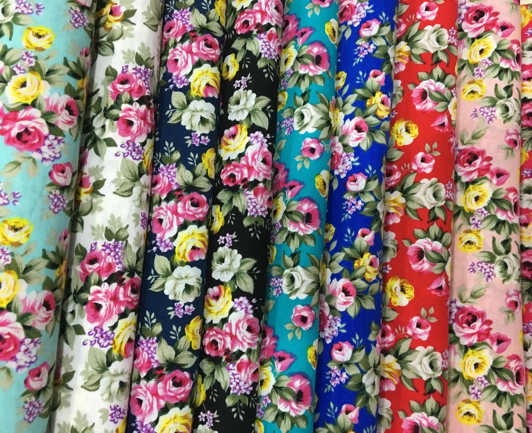 beauty roses floral printed fabric for baby girls dress skirts woven home textile fabric 100% cotton prints poplin fabric