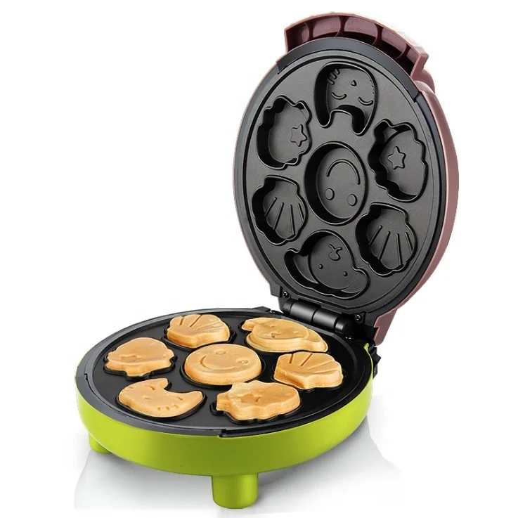 Детская электрическая мини-вафельница с 7 формами, круглая железная форма для выпечки вафель
