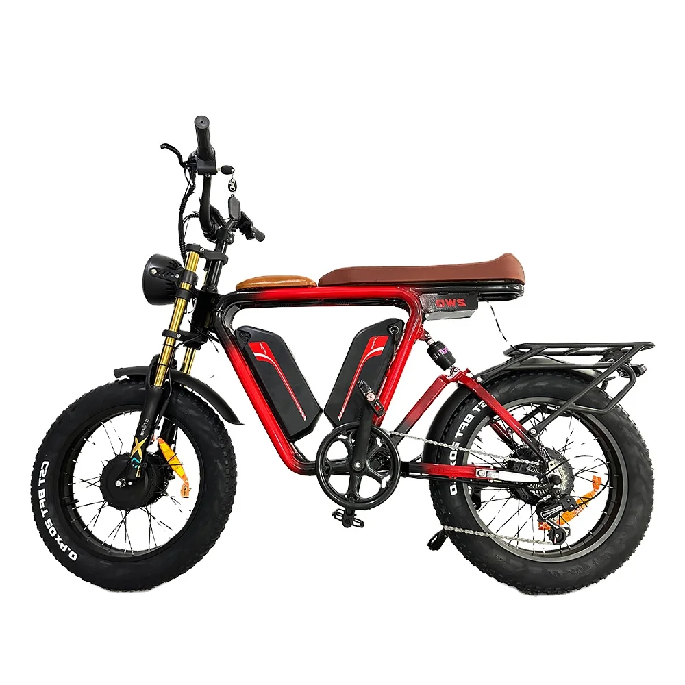 electric bike dual motor dual lithium battery 2000 watt full suspension fat tire mountain bicycle electric hybrid bike for man