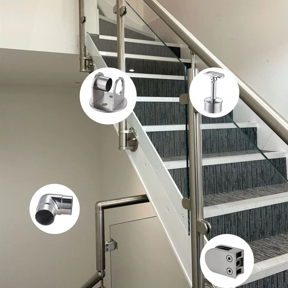 Stainless Steel Railing Accessories Inox Stair and Balcony Glass Balustrades & Handrails Fittings Railing Holder