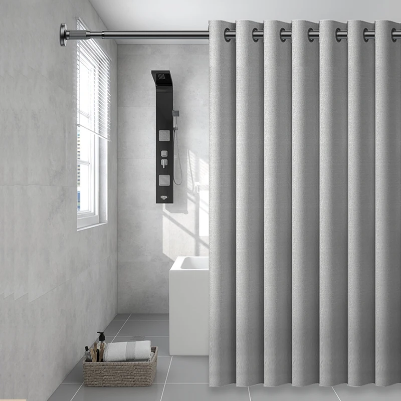 Punch free Adjustable Curtain Rod Short Laundry Curtain poles Antirust Shower Curtain Rod Set For Bathroom