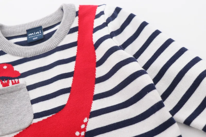 
2019 Autumn New Kids Clothes Baby Boy Boutique Striped Cartoon Long Sleeve Sweater 