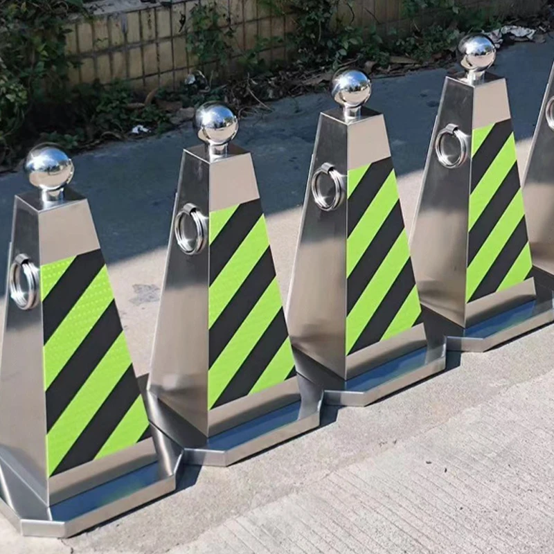 America Traffic Safety Stripes Traffic Cone High-End Stainless Steel Traffic Cone With Reflective Strips
