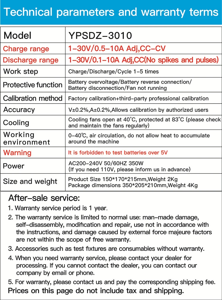 YPSDZ-3010 1-8S Laptop UAV electric tools lithium battery pack automatic charge and discharge cycle test capacity machine