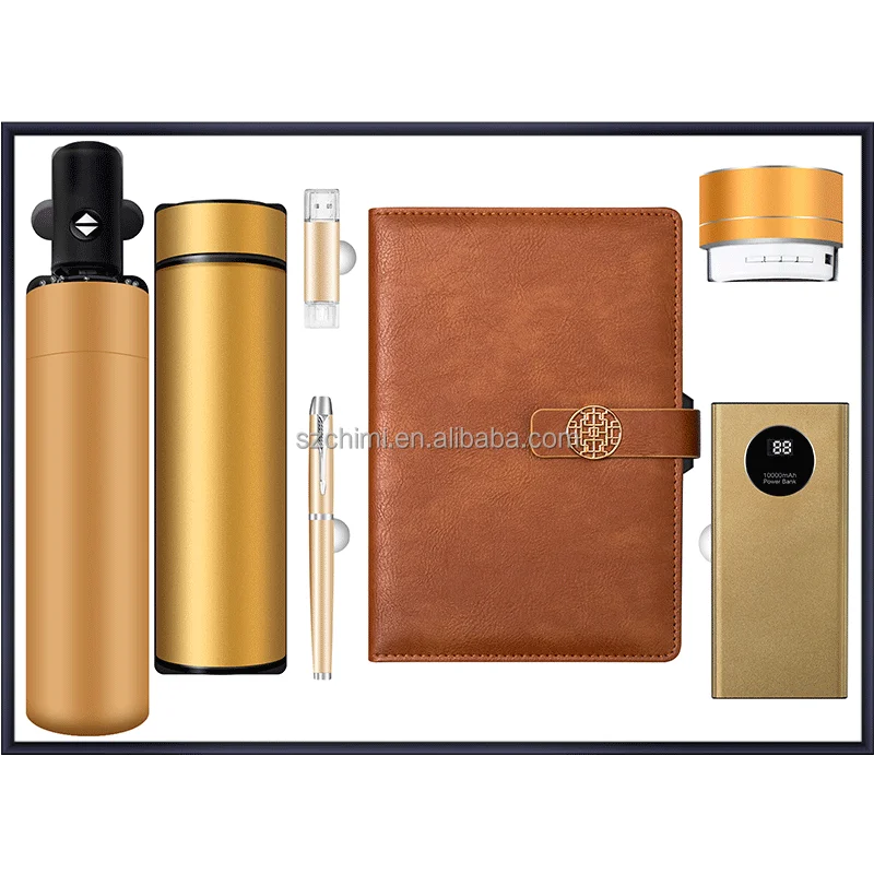 High End Promotional Fashion Notebook Umbrella Pen Power Bank new year employee modern Business Gifts For Clients With Logo