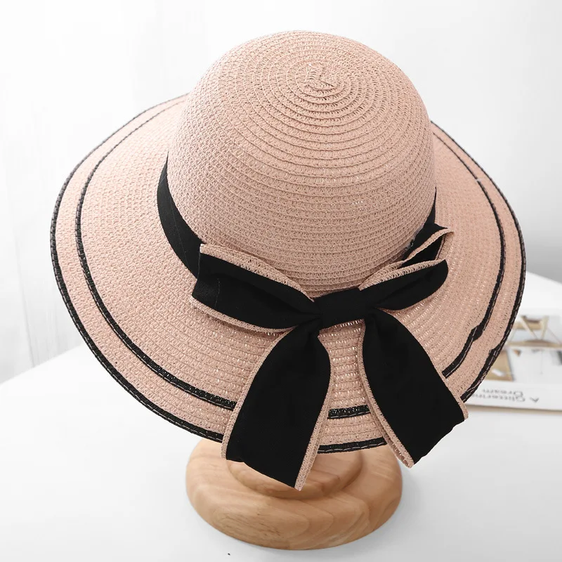 Black Khaki Beige Womens Wide Brim Straw Panama Hat Fedora Summer Beach  Hat Straw Sun Hat For Women