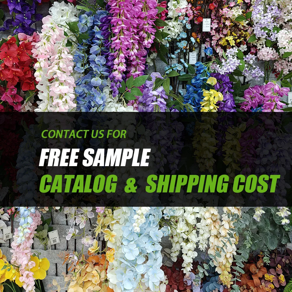 EG-A253 Wholesale White Wisteria Blossom Wedding Decoration Wisteria Wall Purple Green Artificial Vine Wisteria Hanging Flowers