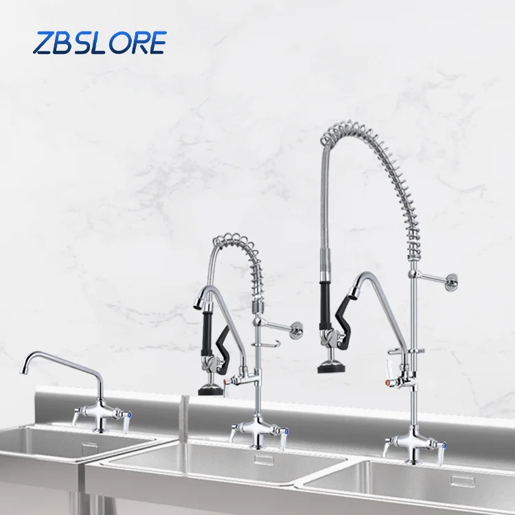 Pre Rinse Industrial Faucet Hob Mounted Pre-Rinse Unit With Spring Return