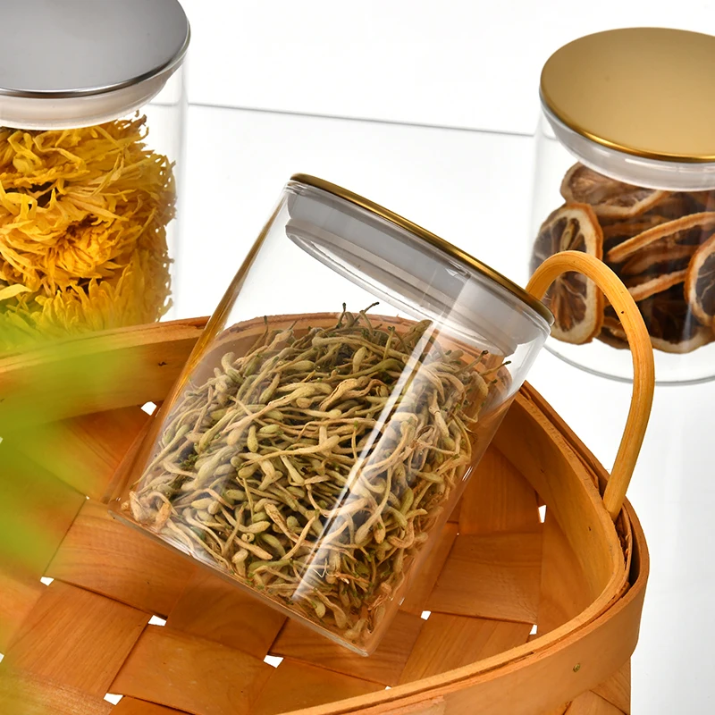 Customized Straight Side Clear Glass Storage Jar Glass Jars Storage Containers With Sealed Flat Mirror Lid