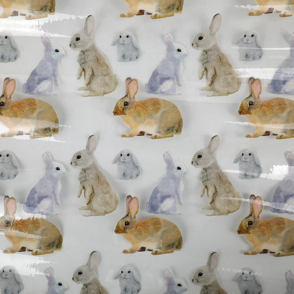 High quality custom digital printing rabbit design on 100% TPU clear vinyl fabric for shoes