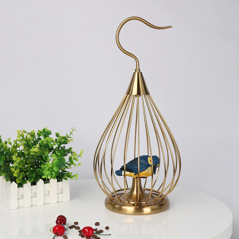 Luxury home art decor christmas gifts bird in cage Figurine Xmas home ornaments