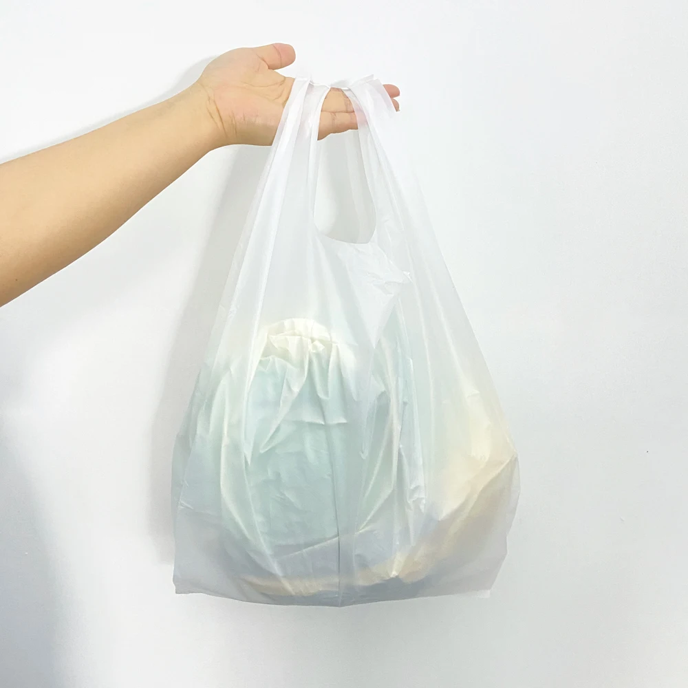 Free Sample Shopping 100% Eco-Friendly Biodegradable Shopping Bags Wholesale Compostable Supermarket T-Shirt Bag