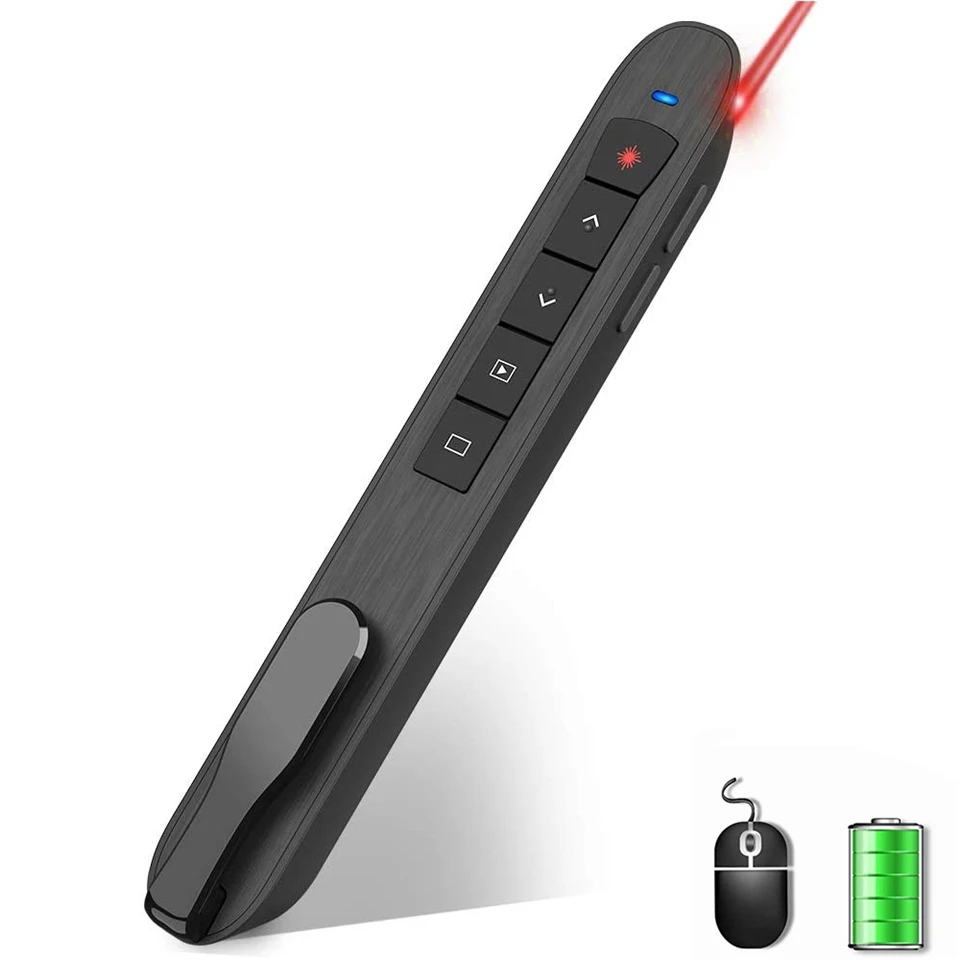 2.4G RF Wireless Presenter PPT Presentation Rechargeable Red Laser page turning pen Remote Control Air Mouse PowerPoint Clicker