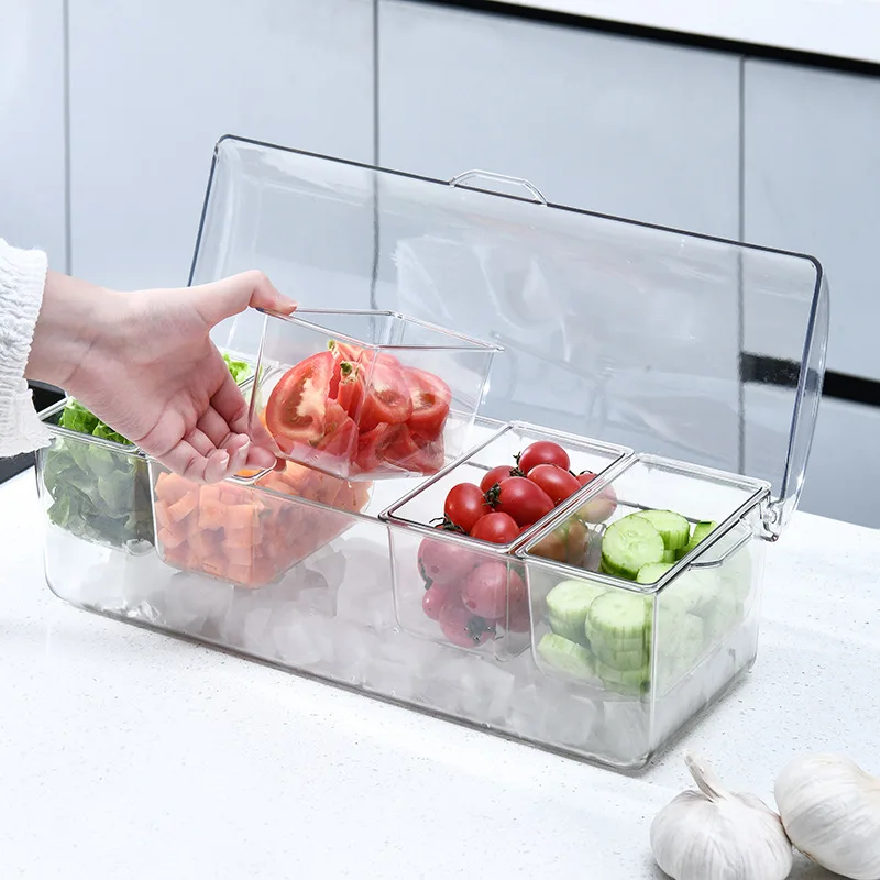 Хит продаж контейнер для салата миска кухни коробка закусок 5 отделений фруктов хранения еды разделенный лоток с крышкой