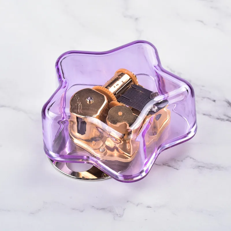 Star Shape  Acrylic Music Box With Wind Up Mechanism