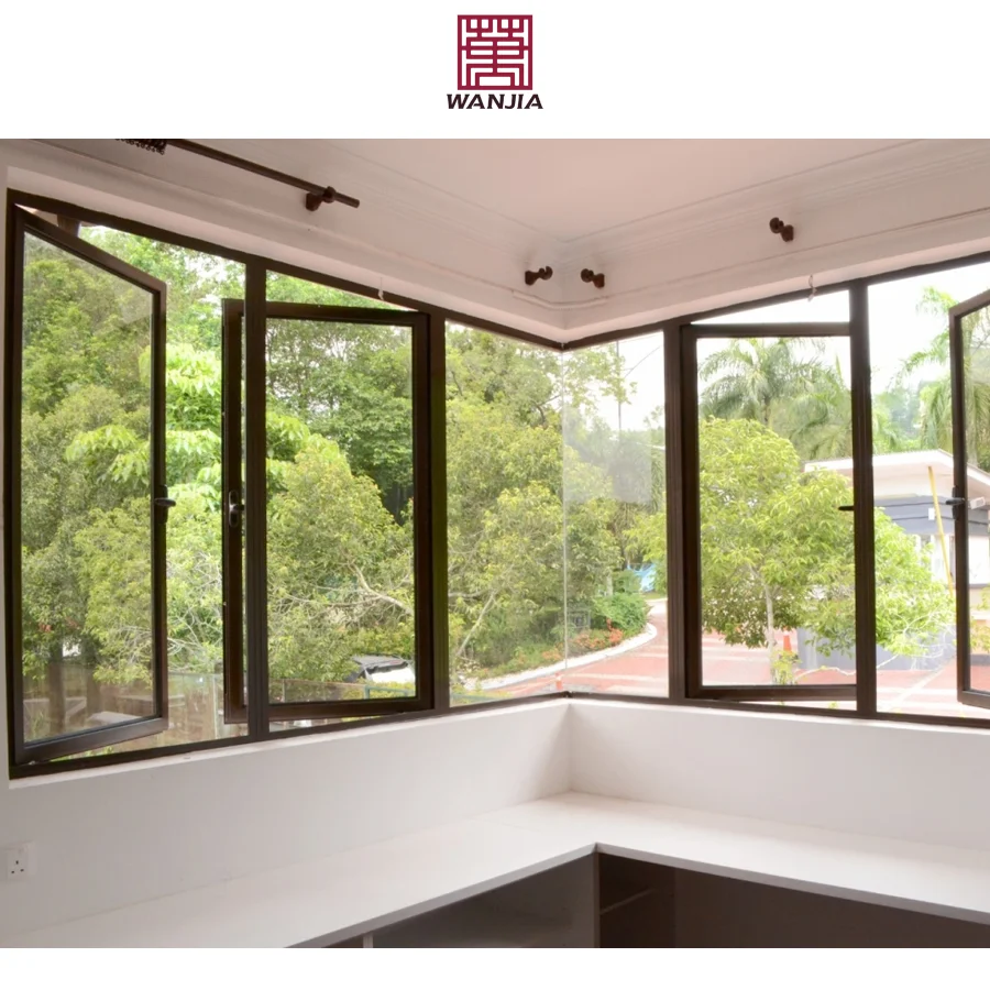 WANJIA simple design aluminum french casement window CE certificates casement windows