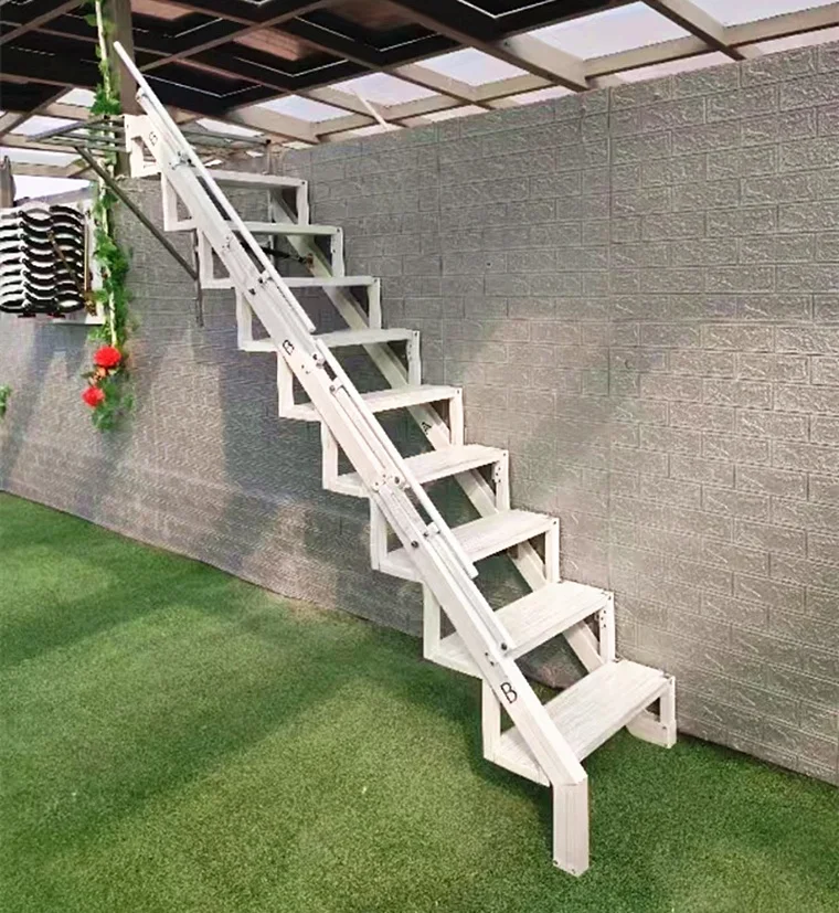 Custom Made Prefabricated Metal Indoor Outdoor Folding Aluminum Alloy Foldable Wall Stairs /folding step ladder