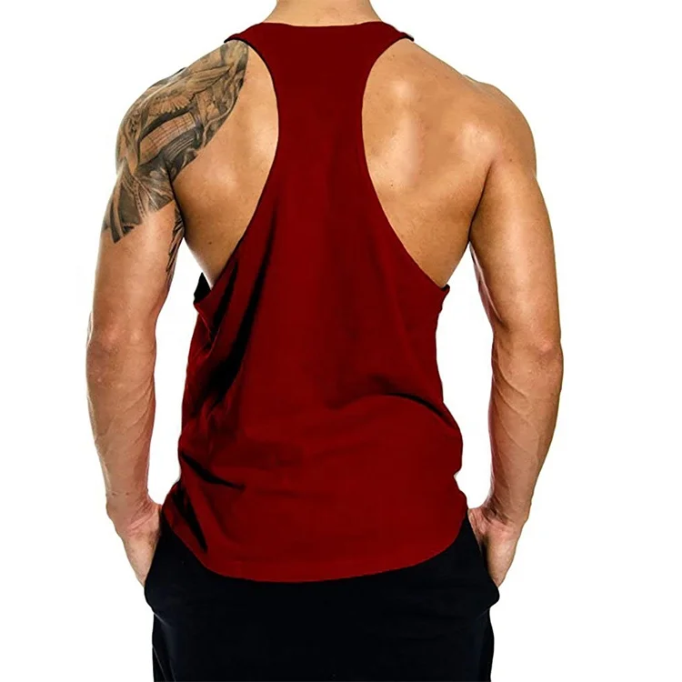 Wholesale Workout Slim Fit Printed Graphic Drop Armhole Racer Back  100% Cotton Muscle Men Gym Tank Top