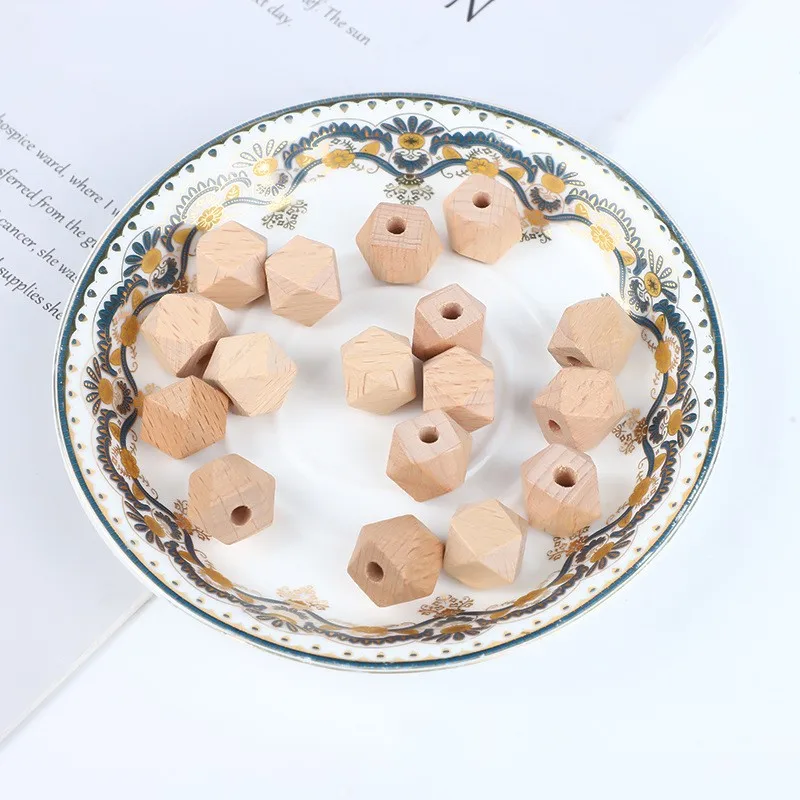 Wholesale Cheap Price Wooden angularity Octagon Bead Geometric Wood Beads beech wood octagonal beads
