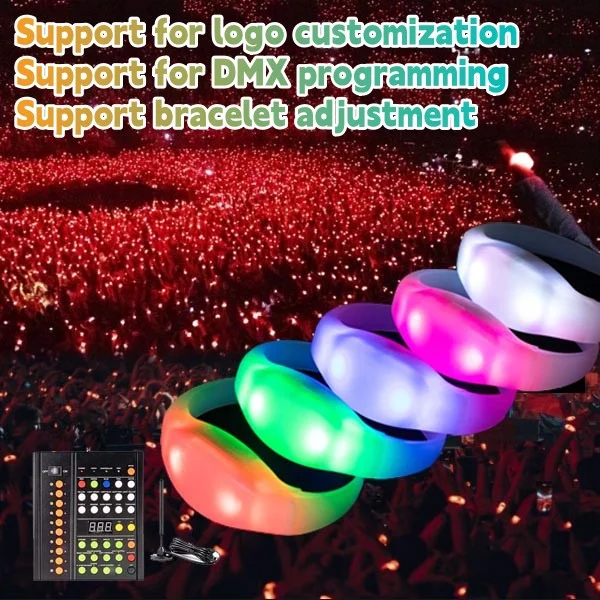 Remote Control LED Bracelets Colors Logo Silicone Flashing WristbandLed Wristband Radio Control Led Wristband
