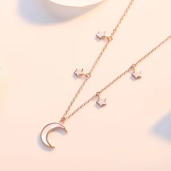 2023 Fashion Statement 925 Sterling Silver Star And Moon Necklace For Women