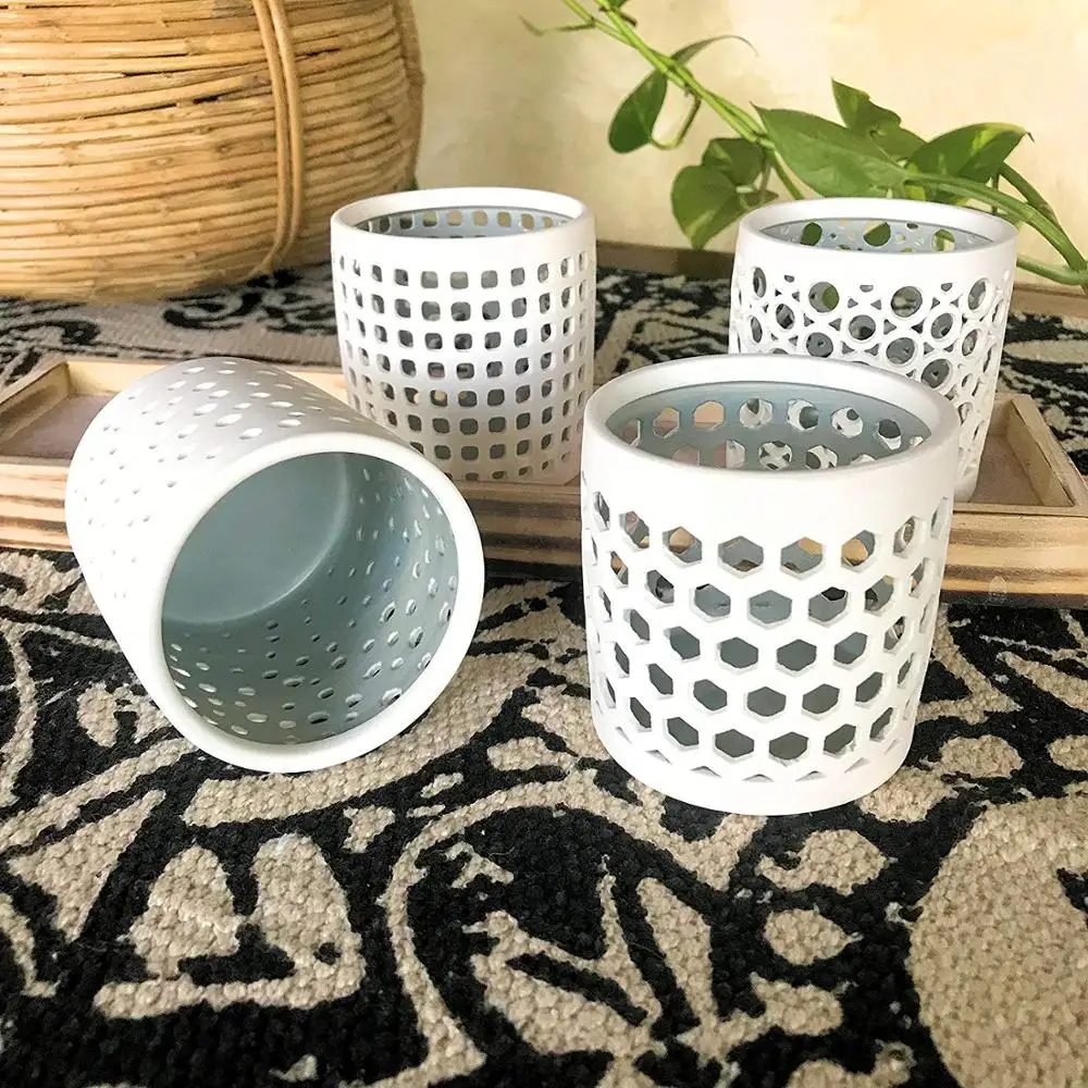 Белые керамические подсвечники естественный современный ветровой светильник коллекция на подносе набор из 5 фарфор зернистое дерево 