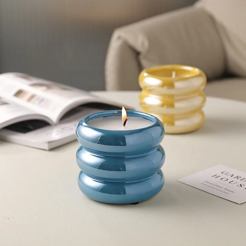 Wholesale 10oz Empty Candle Vessel Custom Multi Color Natural Soy Wax Ceramic Concrete Candle Jar