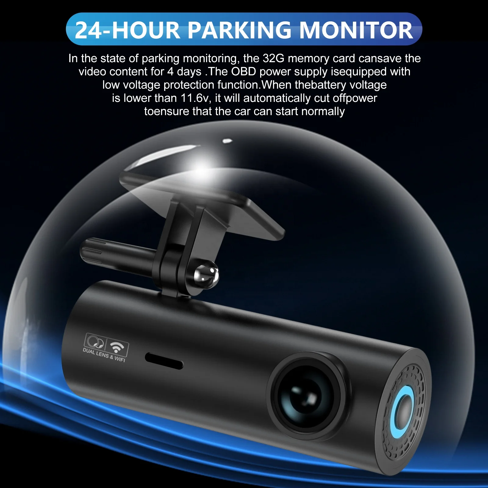 New mini dash camera 24 uur opname auto HD dual lens car dvr dashcam wifi 2K front and rear doble camara 2k +1080P wifi dash cam
