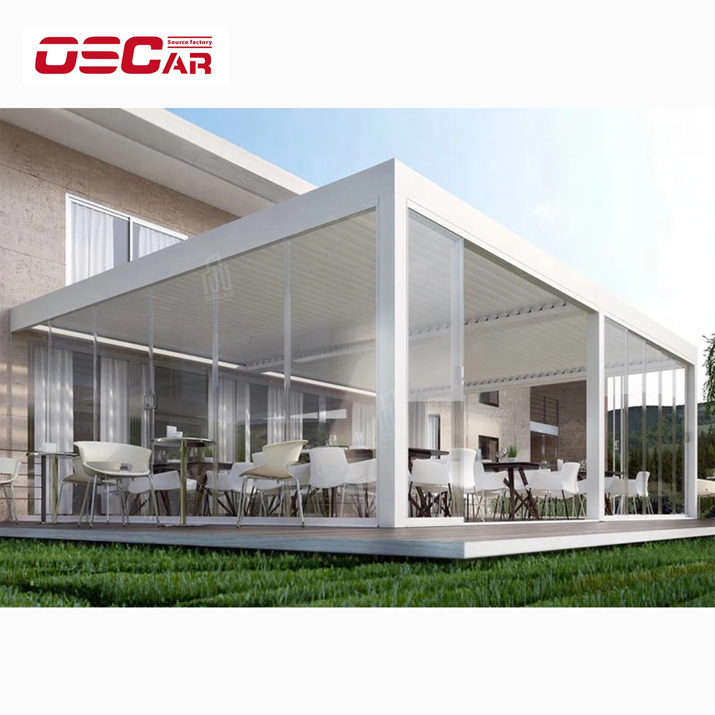 Pergola Motorized Electric Aluminum Outdoor Four Seasons 4*4 3*3 Steel Heat Treated Pressure Treated Wood Type Not Coated