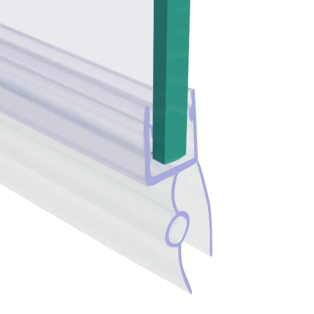 Guida 712504  Glass Door Rubber PVC plastic Seal Strip for folding shower door, h A U type sealing strip with Wing&tail&cushion